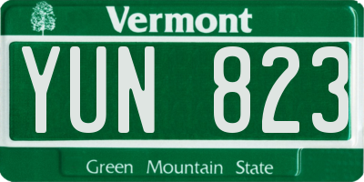 VT license plate YUN823