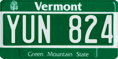 VT license plate YUN824