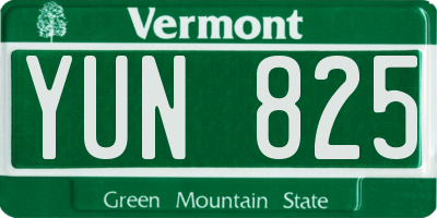 VT license plate YUN825