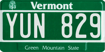 VT license plate YUN829