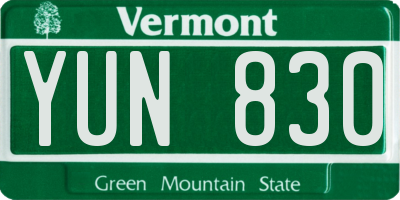 VT license plate YUN830