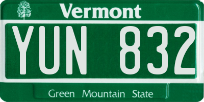 VT license plate YUN832