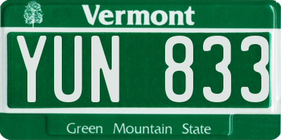VT license plate YUN833