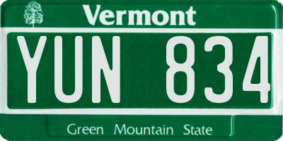 VT license plate YUN834