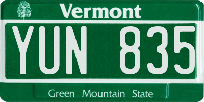 VT license plate YUN835