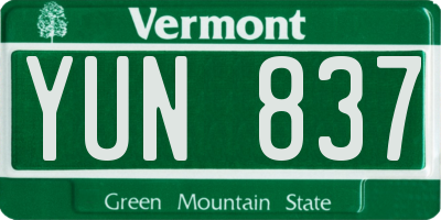 VT license plate YUN837
