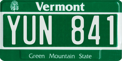 VT license plate YUN841