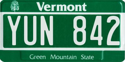 VT license plate YUN842