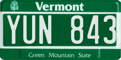 VT license plate YUN843