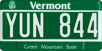 VT license plate YUN844