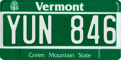 VT license plate YUN846