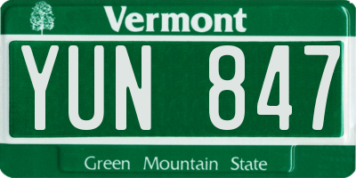 VT license plate YUN847