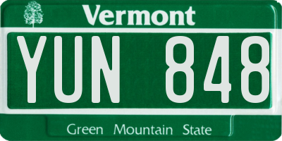 VT license plate YUN848
