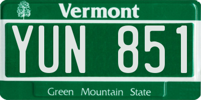 VT license plate YUN851
