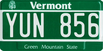 VT license plate YUN856