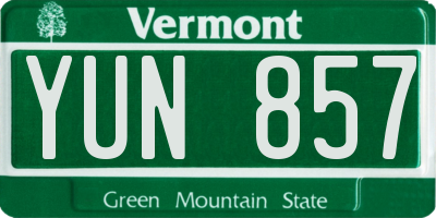VT license plate YUN857