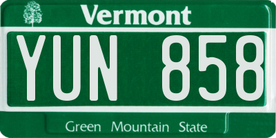 VT license plate YUN858