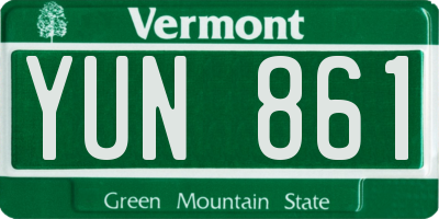 VT license plate YUN861