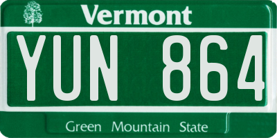 VT license plate YUN864