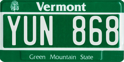 VT license plate YUN868
