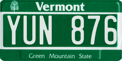 VT license plate YUN876