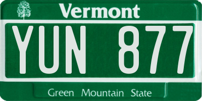 VT license plate YUN877