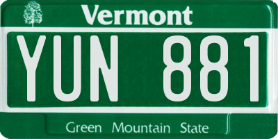 VT license plate YUN881