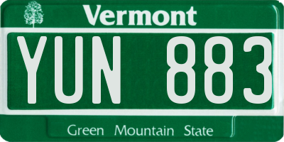 VT license plate YUN883