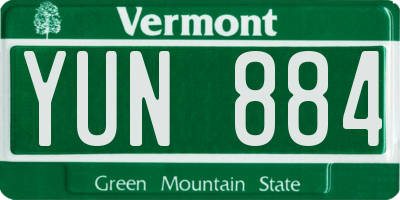 VT license plate YUN884