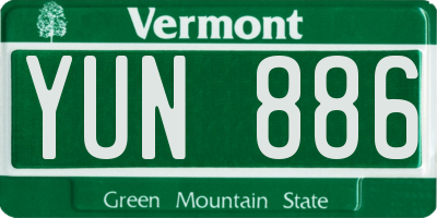 VT license plate YUN886