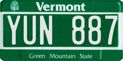 VT license plate YUN887