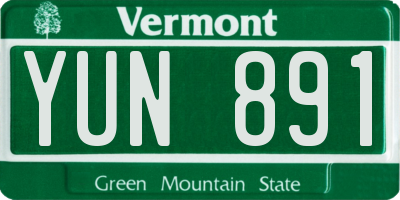 VT license plate YUN891