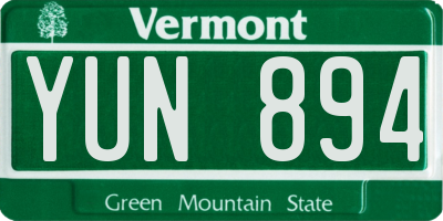 VT license plate YUN894