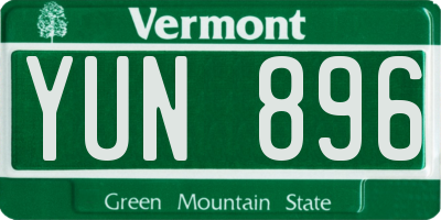 VT license plate YUN896