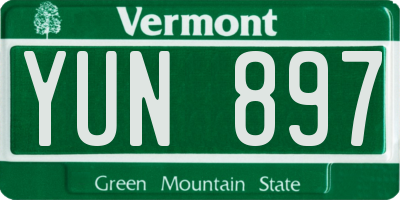 VT license plate YUN897