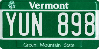 VT license plate YUN898