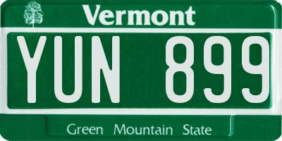 VT license plate YUN899