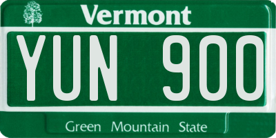 VT license plate YUN900