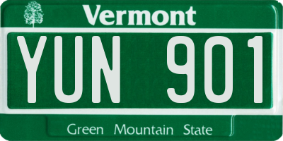VT license plate YUN901