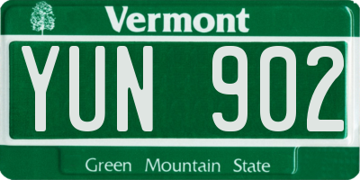VT license plate YUN902