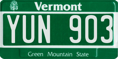 VT license plate YUN903
