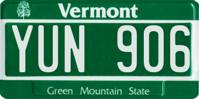 VT license plate YUN906