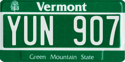 VT license plate YUN907