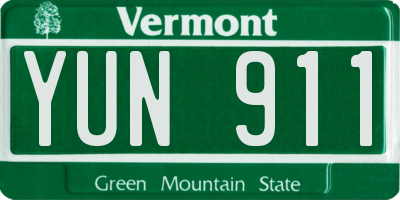 VT license plate YUN911