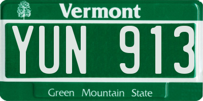 VT license plate YUN913