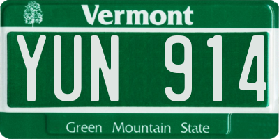 VT license plate YUN914