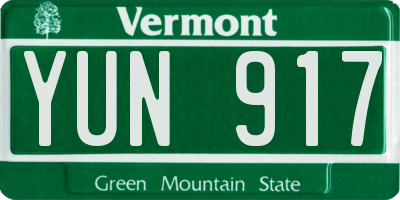 VT license plate YUN917