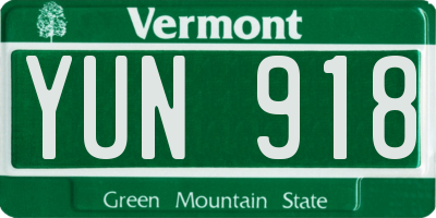 VT license plate YUN918