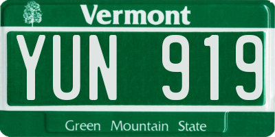 VT license plate YUN919