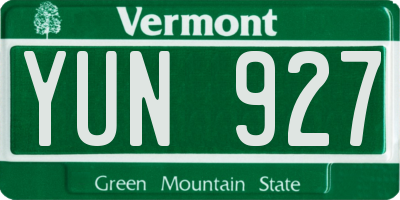 VT license plate YUN927